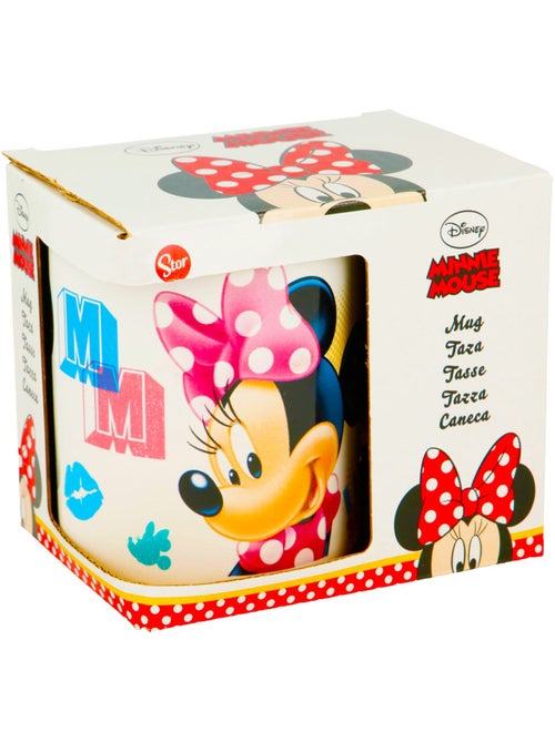 Mok en keramiek 'Minnie' – 325 ml, motief stippen roze en wit - Kiabi
