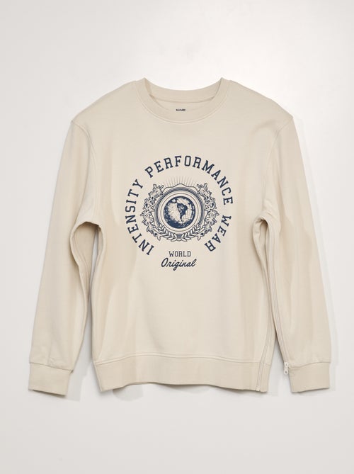 Molleton sweatshirt met print - gemakkelijk aan te trekken collectie - Kiabi