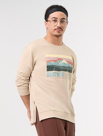 Molton sweater met print - Gemakkelijk aan te trekken