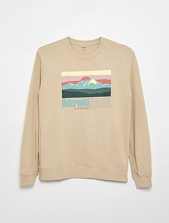 Molton sweater met print - Gemakkelijk aan te trekken