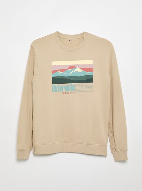Molleton sweatshirt met print - gemakkelijk aan te trekken collectie - Kiabi Molleton sweatshirt met print - gemakkelijk aan te trekken collectie - Kiabi