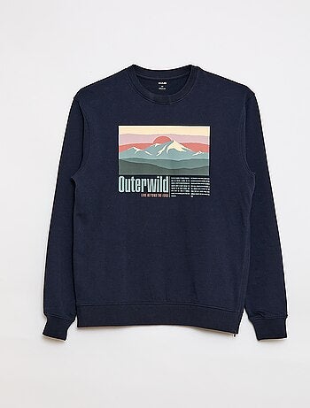 Molton sweater met print - Gemakkelijk aan te trekken