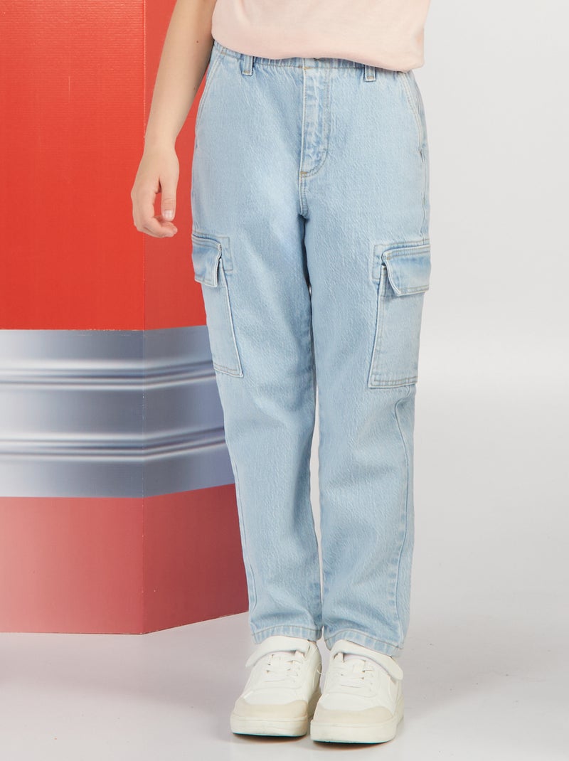 Mom broek met klepzakjes BLAUW - Kiabi