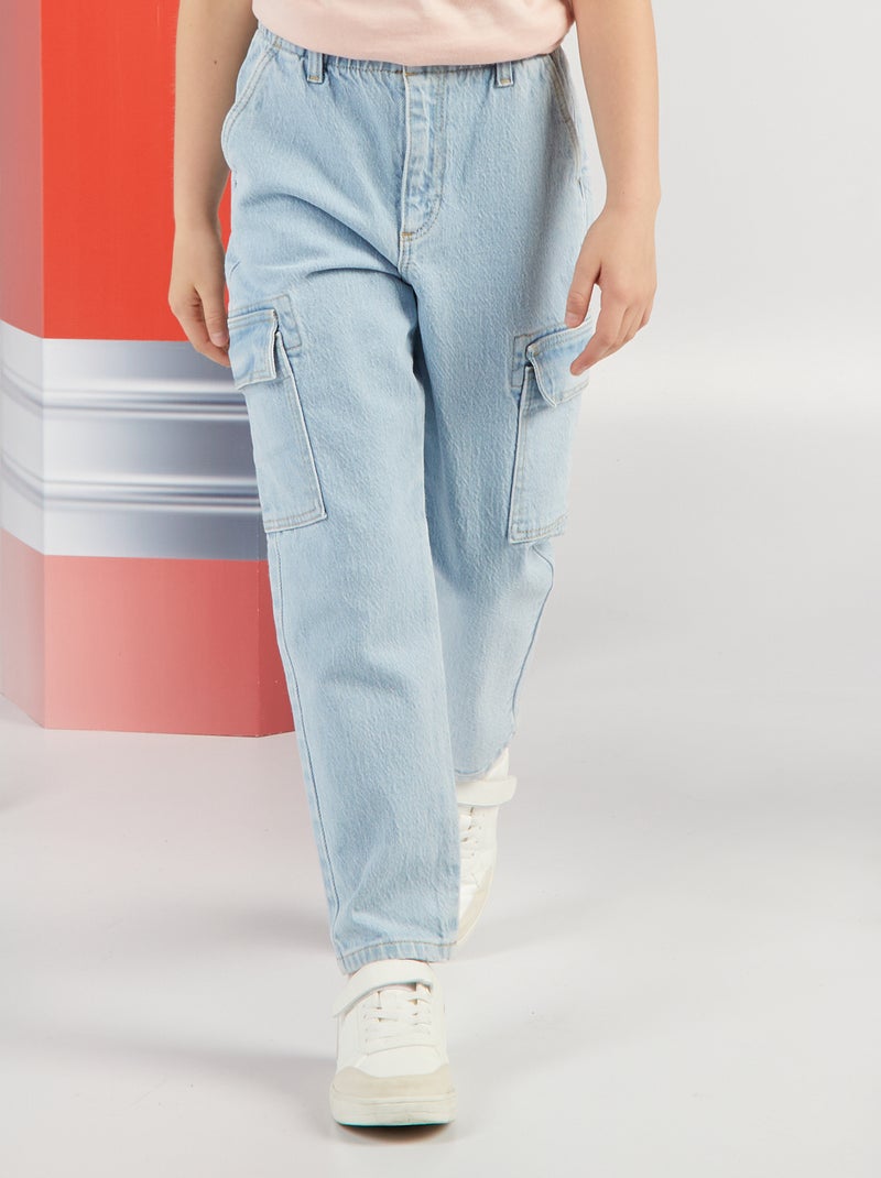 Mom broek met klepzakjes BLAUW - Kiabi