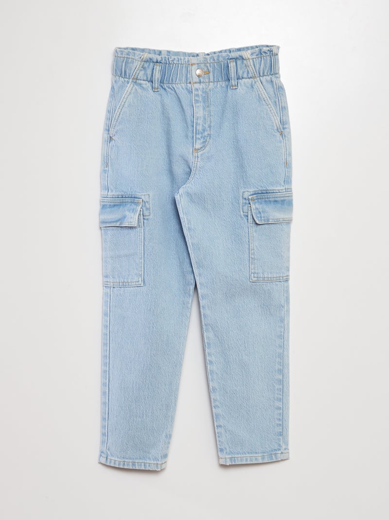 Mom broek met klepzakjes BLAUW - Kiabi
