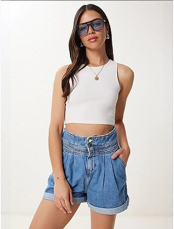 Mom-denimshort met hoge taille istanbul
