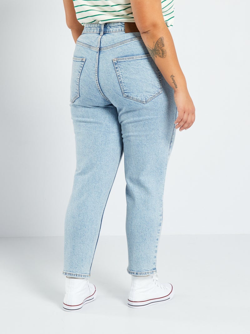 Mom-fit jeans met hoge taille en 5 zakken - L32 BLAUW - Kiabi