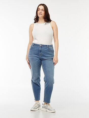 Mom-fit jeans met hoge taille en 5 zakken - L32