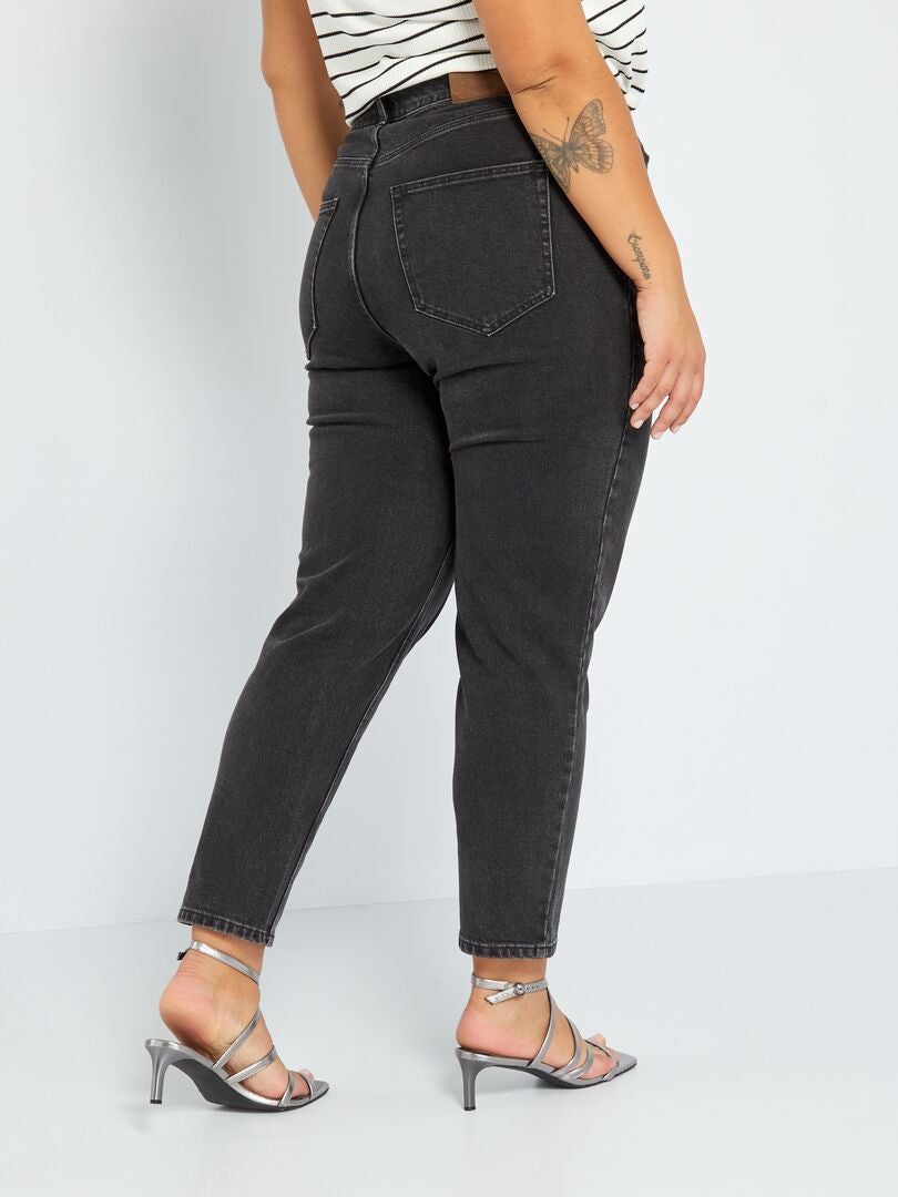 Mom-fit jeans met hoge taille en 5 zakken - L32 ZWART - Kiabi
