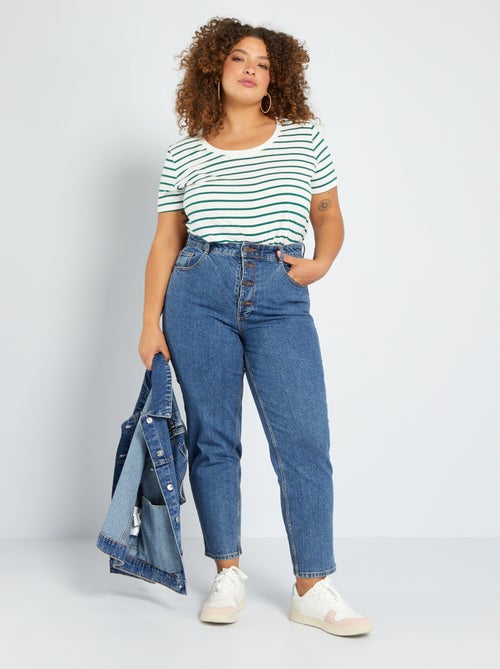 Mom-fit jeans met hoge taille L28 5 zakken - Kiabi
