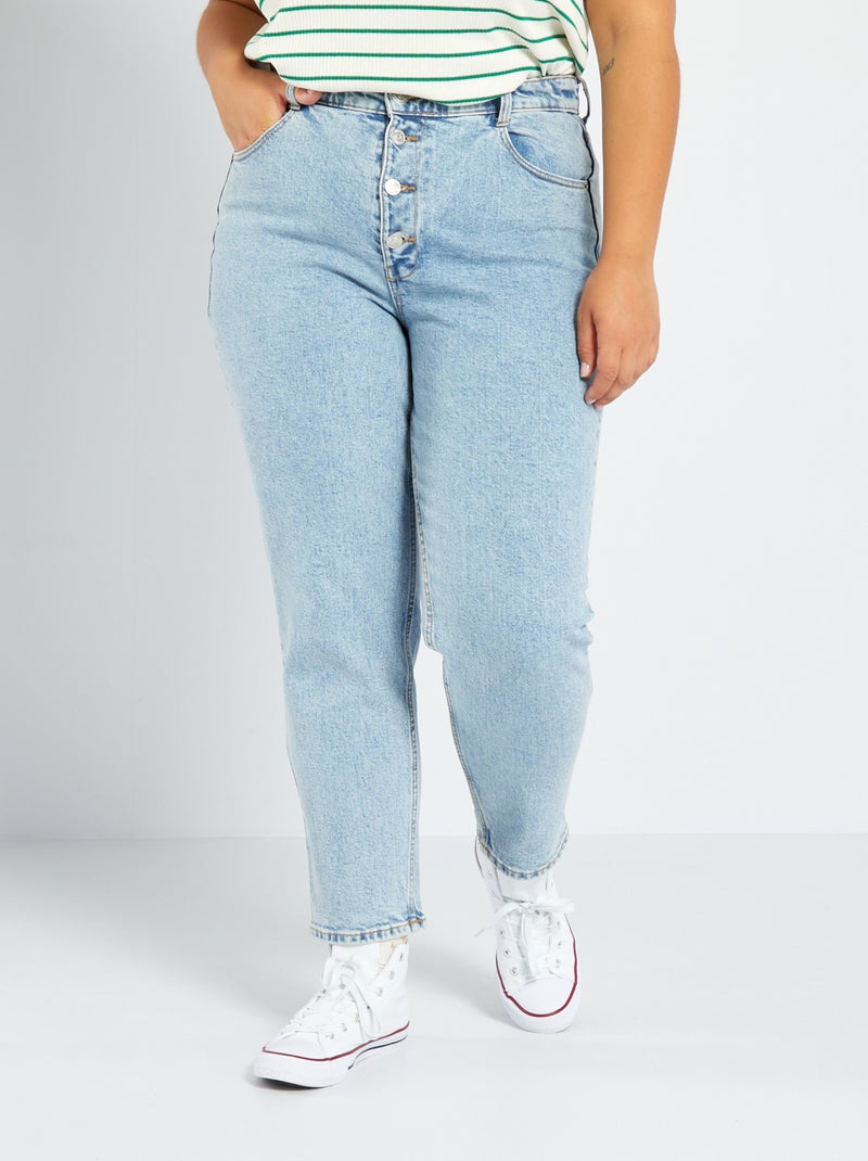 Mom-fit jeans met hoge taille L28 5 zakken BLAUW - Kiabi