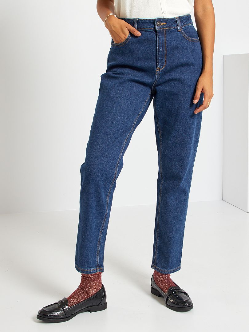 Mom-fit jeans met hoge taille L28 BLAUW - Kiabi