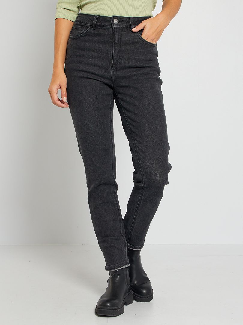 Mom-fit jeans met hoge taille L32 GRIJS - Kiabi