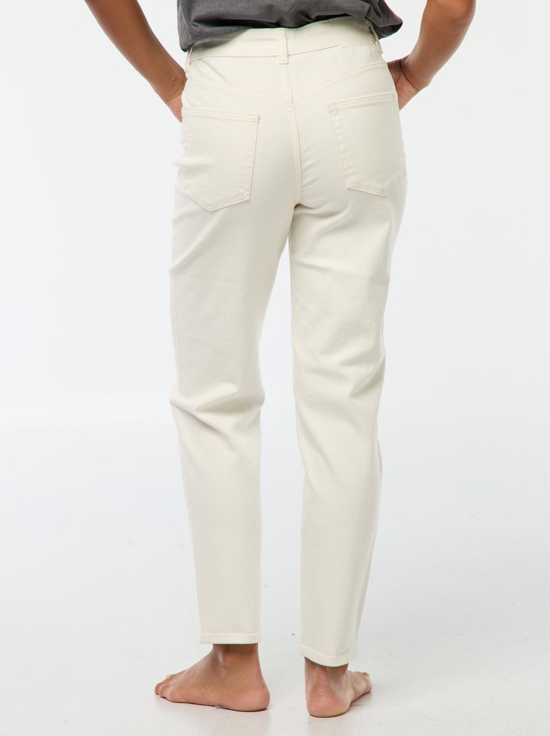 Mom-fit jeans met vijf zakken L34 Wit - Kiabi
