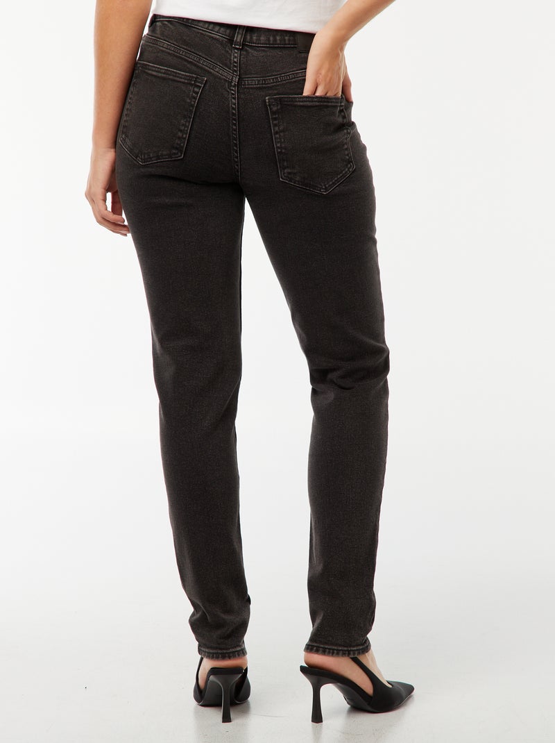 Mom-fit jeans met vijf zakken L34 Zwart - Kiabi