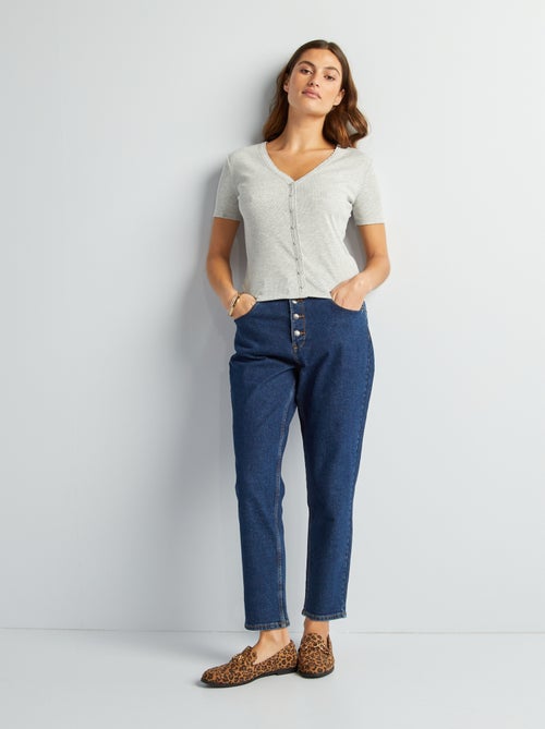 Mom-fit jeans met zeer hoge taille - L28 - Kiabi