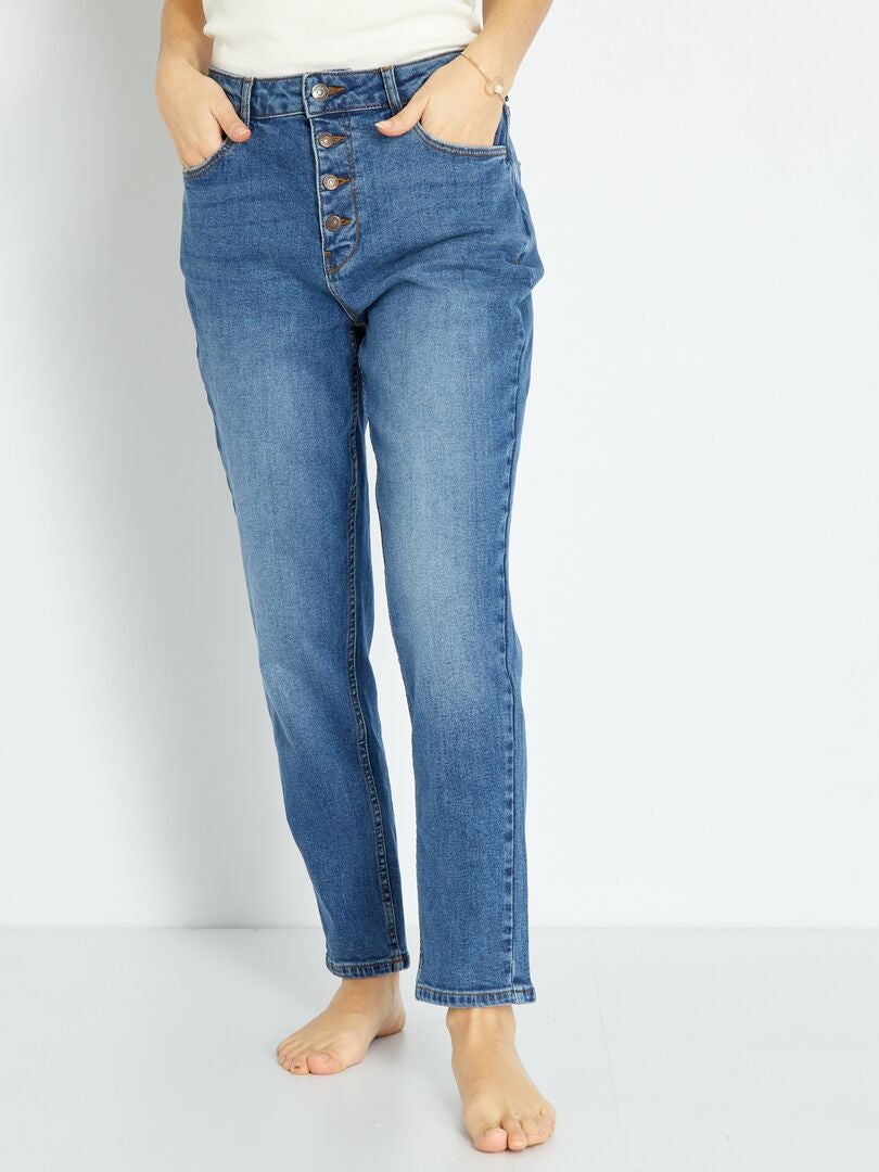 Mom-fit jeans met zeer hoge taille - L28 BLAUW - Kiabi