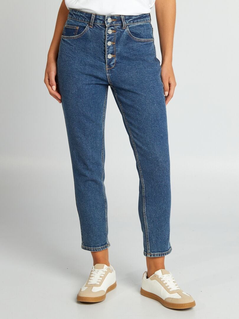 Mom-fit jeans met zeer hoge taille - L28 BLAUW - Kiabi