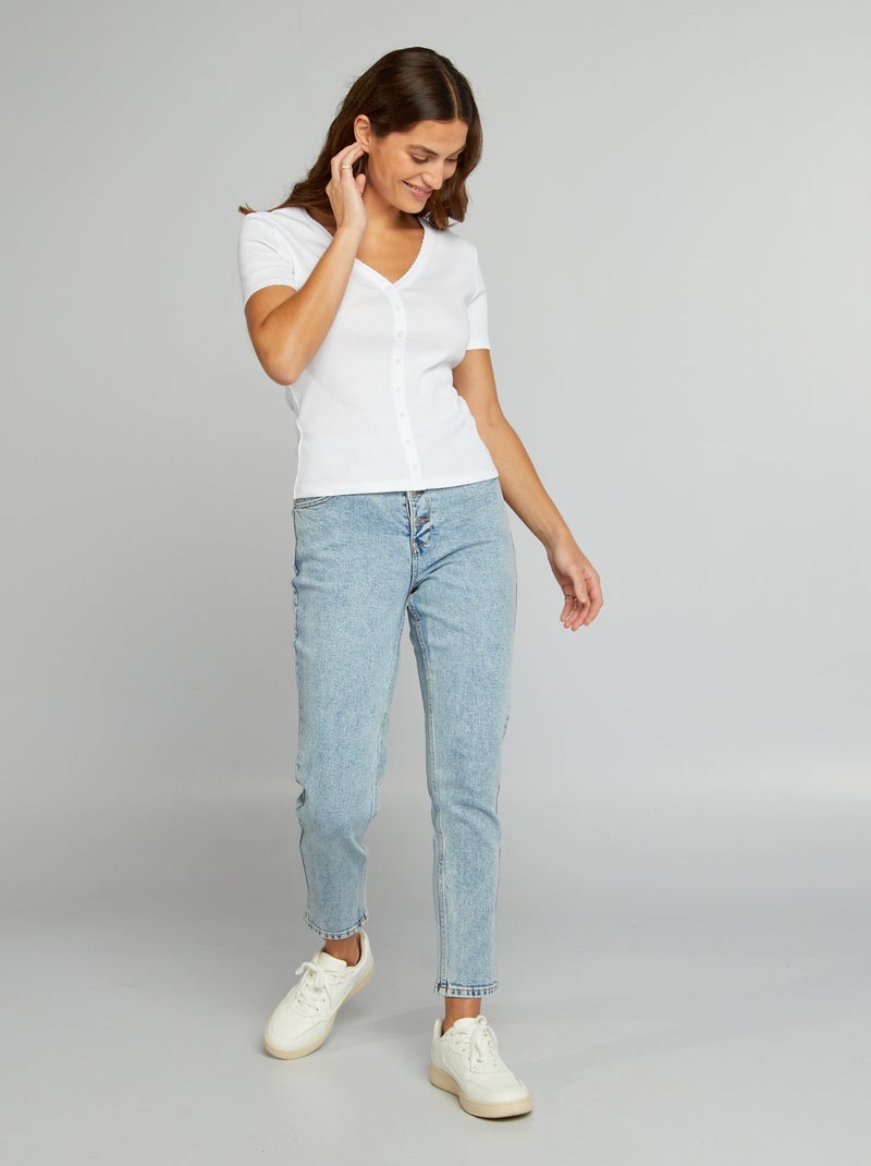Mom-fit jeans met zeer hoge taille - L28 BLAUW - Kiabi