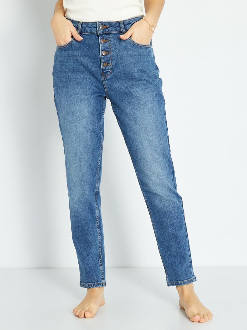 Mom-fit jeans met zeer hoge taille - L34 BLAUW - Kiabi