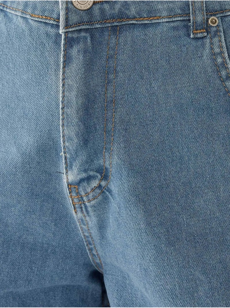 Mom fit short met omslag hiccup Blauw - Kiabi