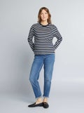 Mom-fit zwangerschapsjeans met scheurtjes BLAUW - Kiabi