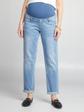 Mom-fit zwangerschapsjeans met scheurtjes BLAUW - Kiabi