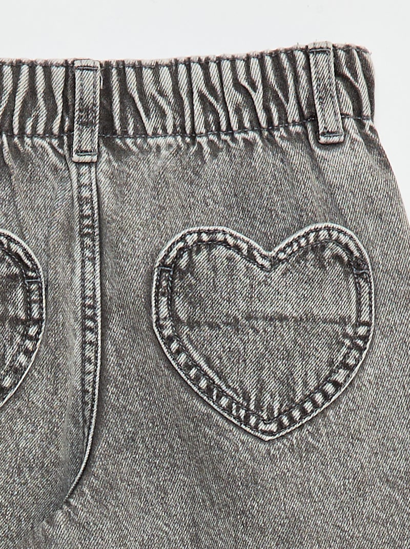 Mom jeans met hartvormige zakken Grijs - Kiabi