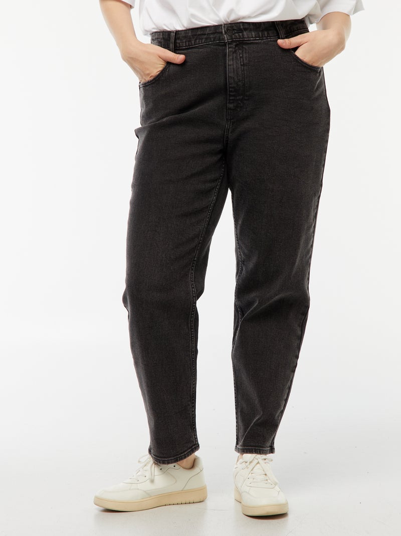 Mom jeans met hoge taille - L34 Zwart - Kiabi