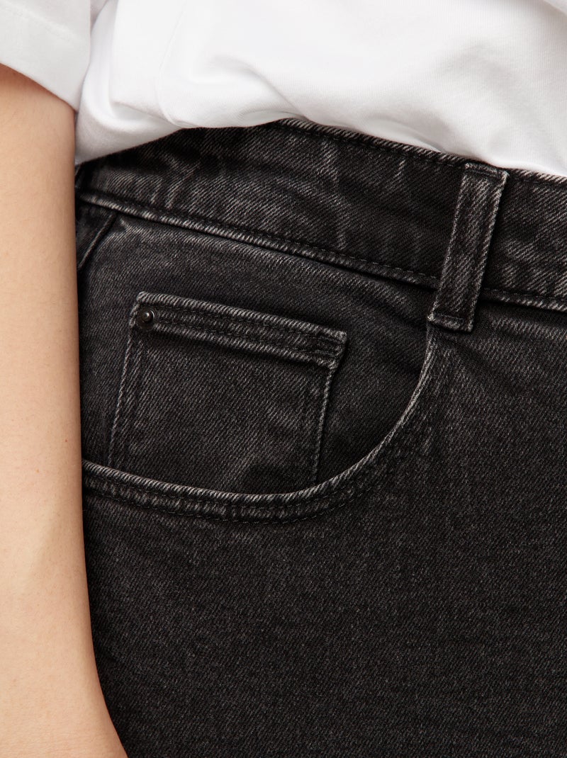 Mom jeans met hoge taille - L34 Zwart - Kiabi