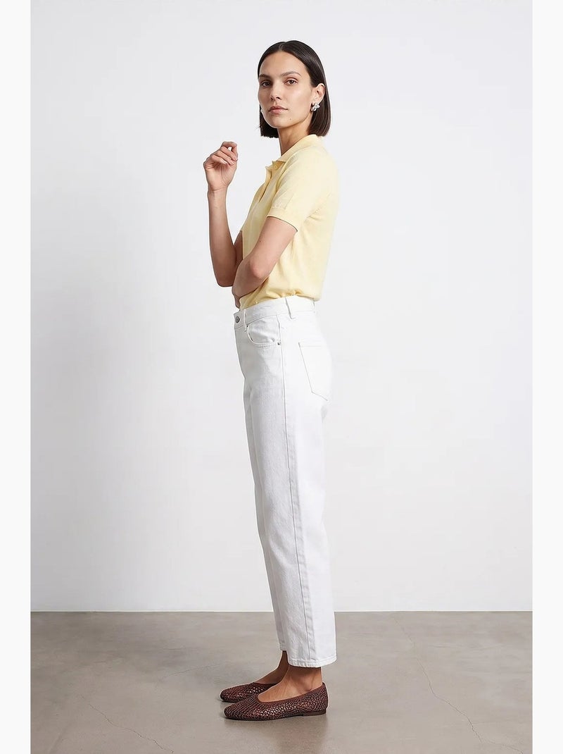 Mom jeans met hoge taille en wijde pijp dilvin Wit - Kiabi