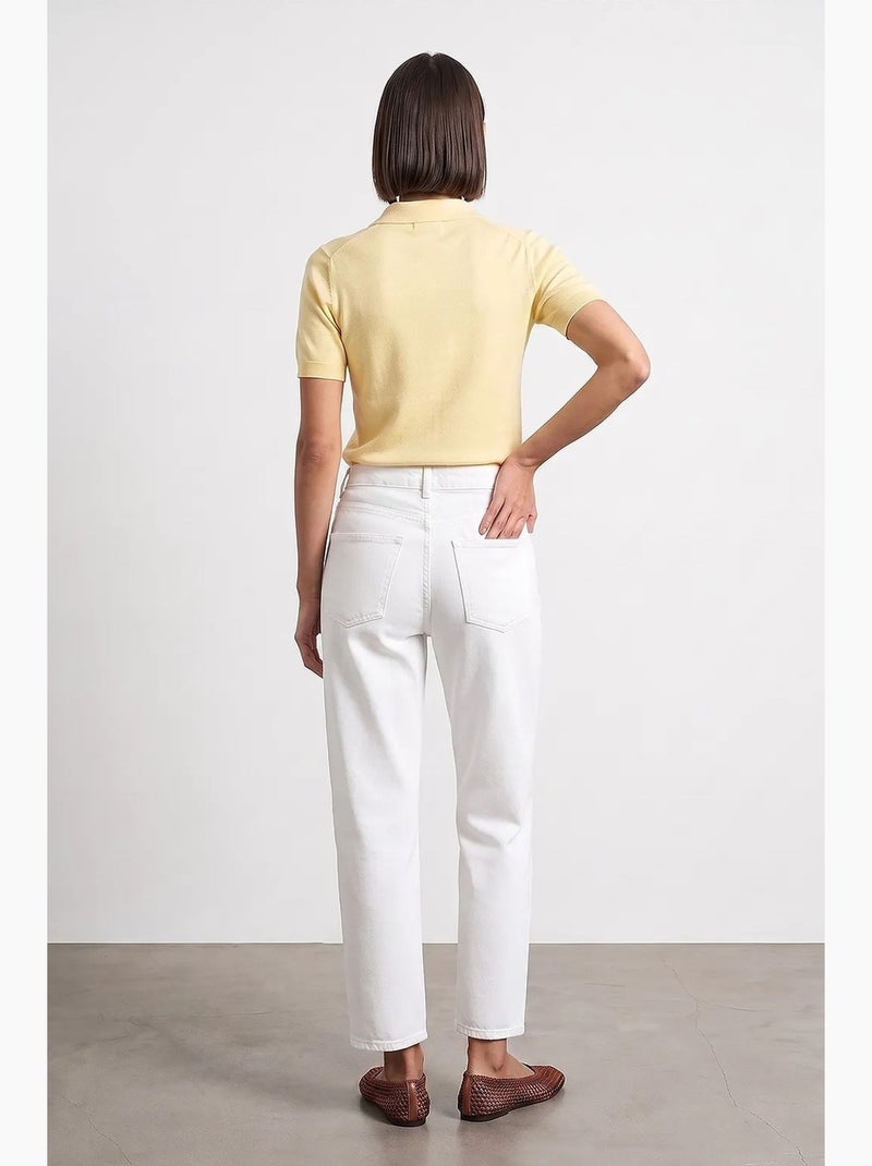 Mom jeans met hoge taille en wijde pijp dilvin Wit - Kiabi