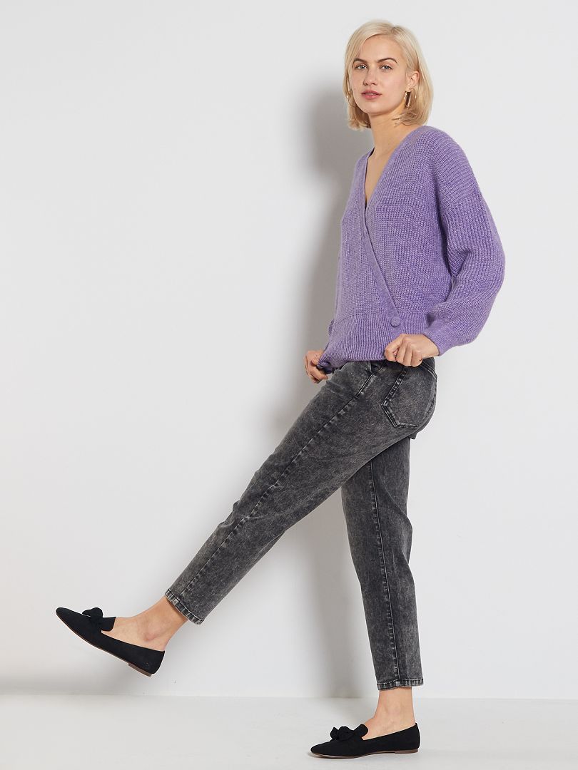 Mom-jeans met hoge taille ZWART - Kiabi