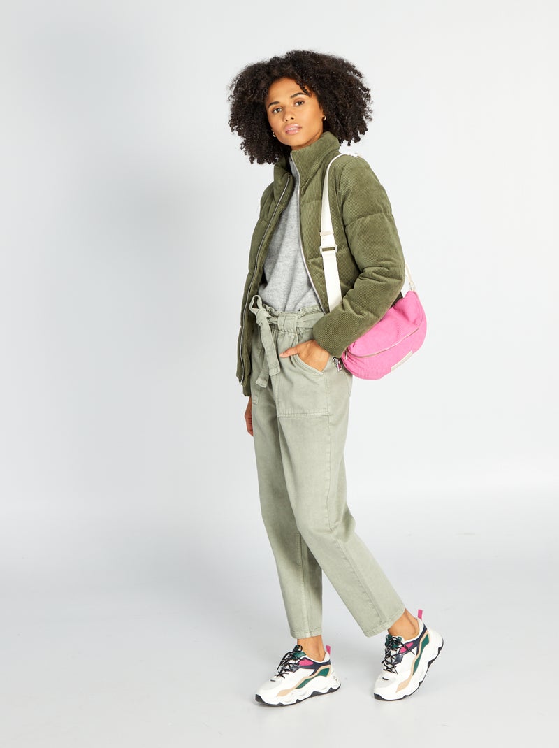 Mom jeans met riem grijs - Kiabi