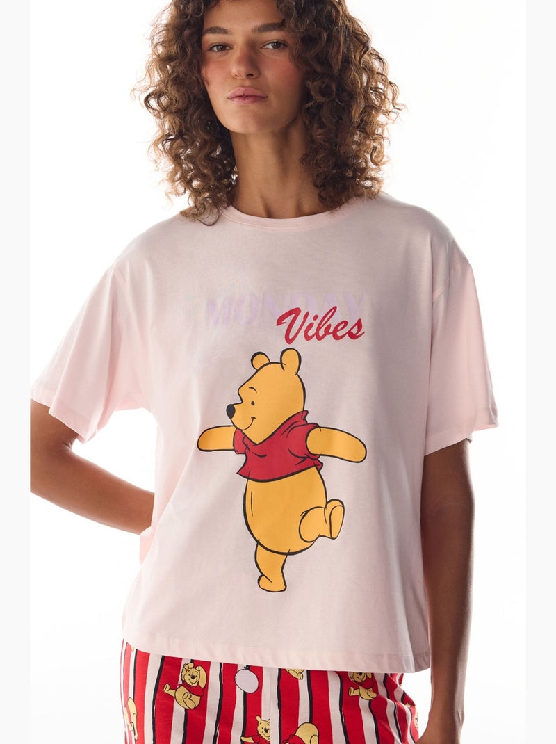 Monday vibes pyjamaset met berenprint en korte mouwen penti Wit Rood - Kiabi