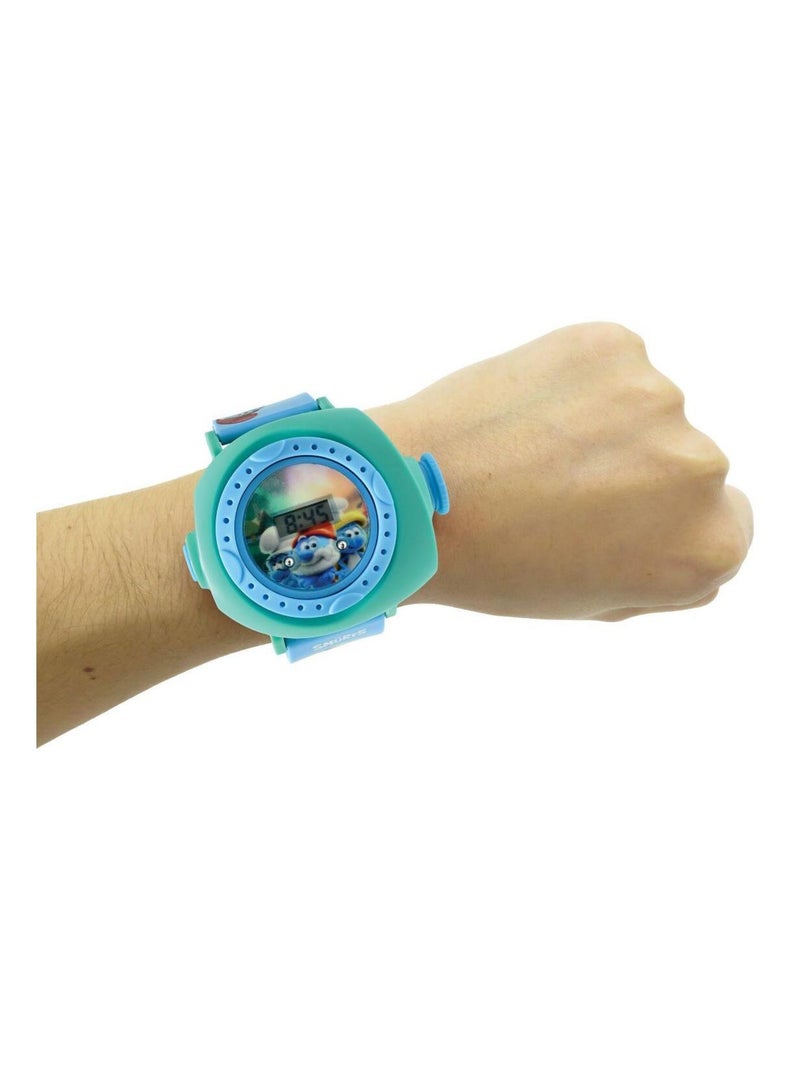 Montre digitale avec projection schtroumpfs Bleu - Kiabi