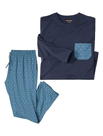 Mooie jersey pyjama in 2 blauwtinten - atlas for men