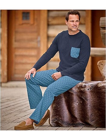 Mooie jersey pyjama in 2 blauwtinten - atlas for men