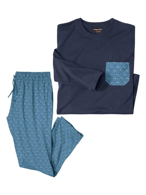 Mooie jersey pyjama in 2 blauwtinten - atlas for men - Kiabi
