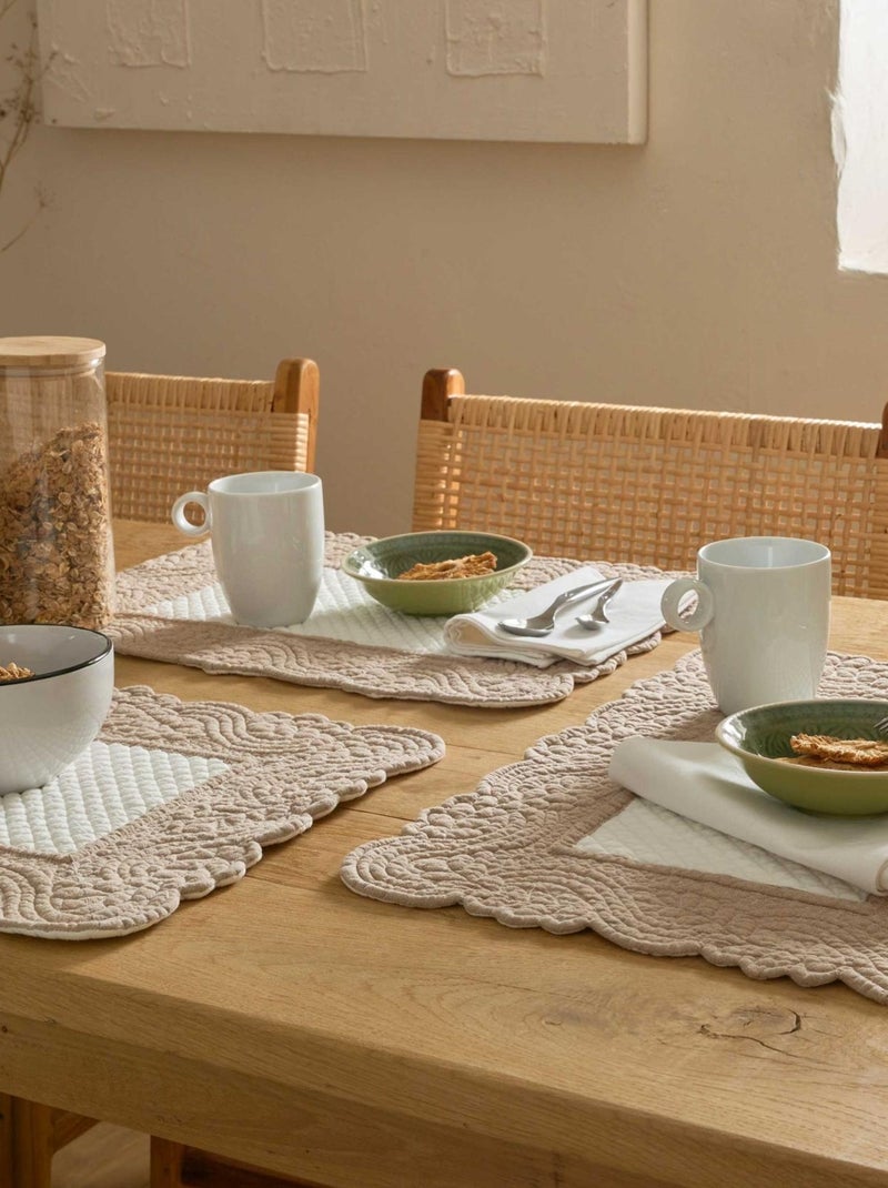 Morphee doorgestikte katoenen placemat Ecru - Kiabi
