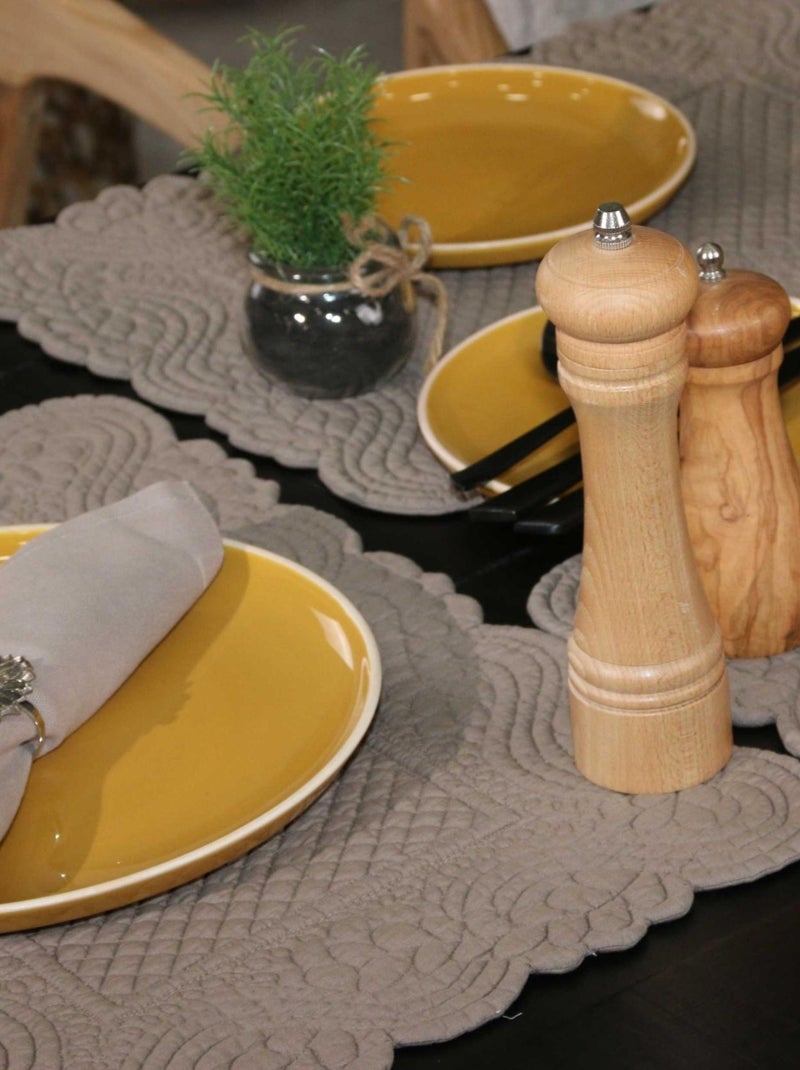 Morphee doorgestikte katoenen placemat Taupe - Kiabi