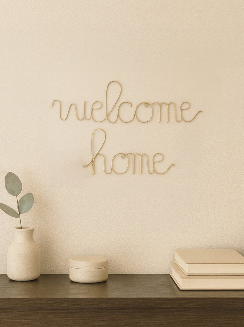 Mot fil de laiton "welcome home" Doré - Kiabi