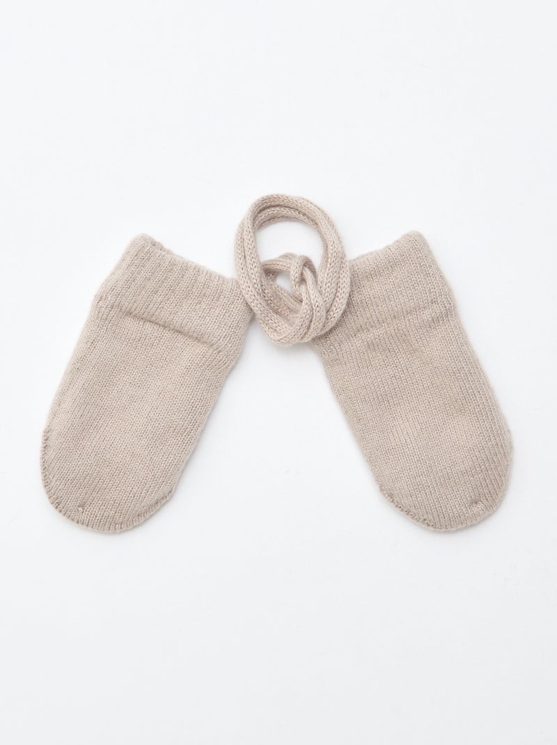 Moufles polaires maillée Beige - Kiabi