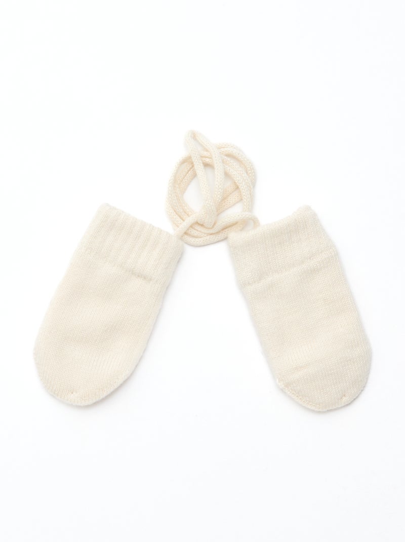 Moufles polaires maillée Beige - Kiabi