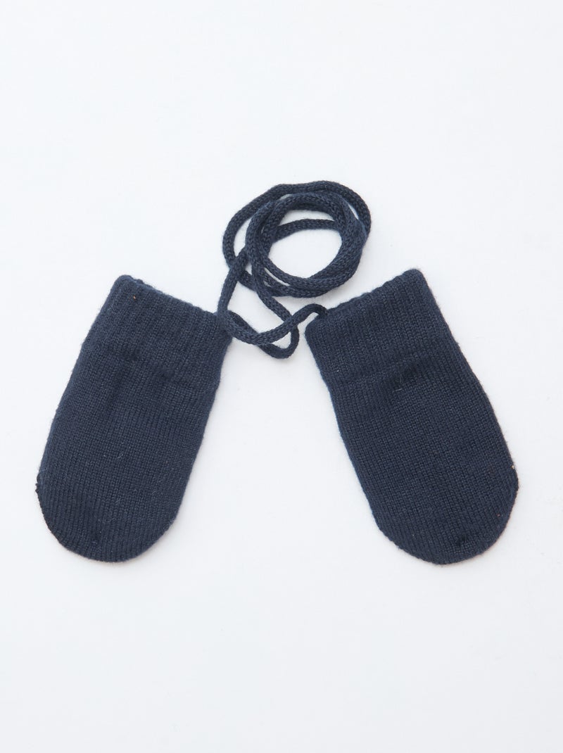Moufles polaires maillée Bleu - Kiabi