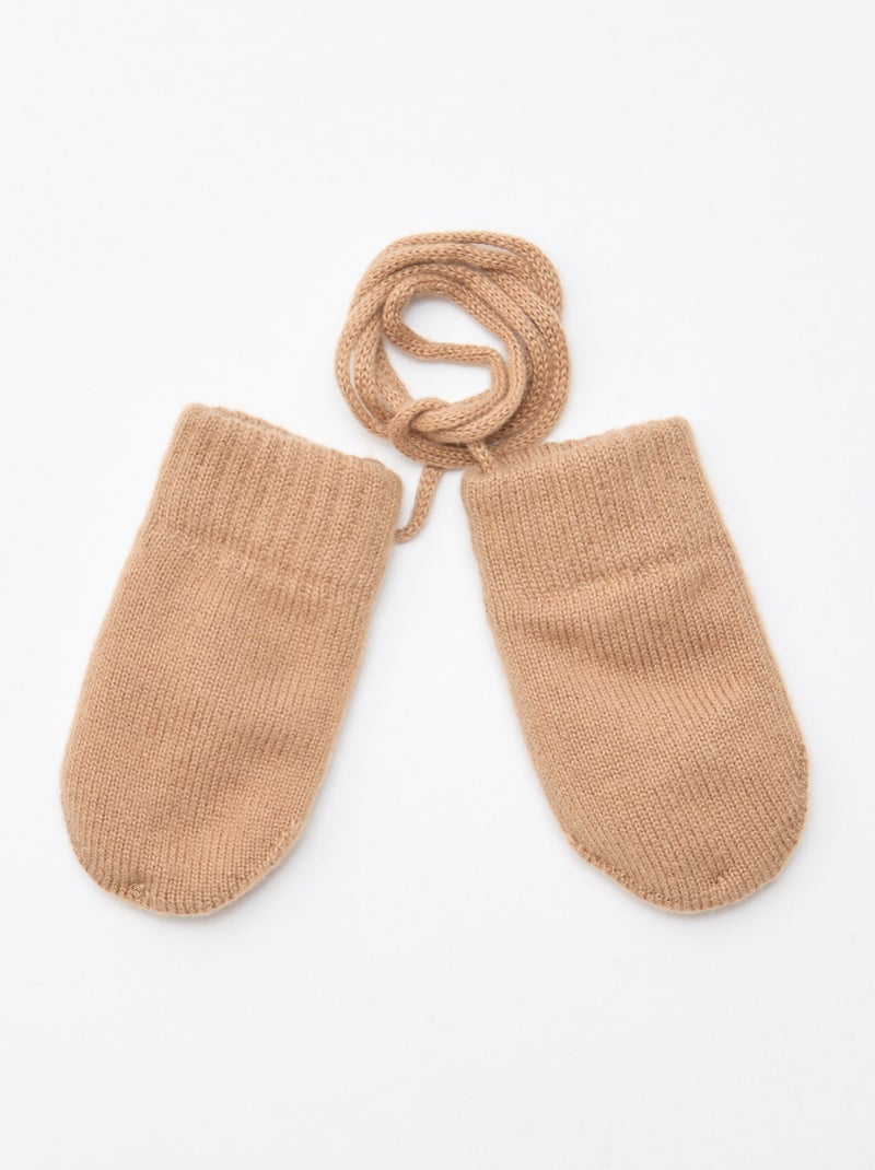 Moufles polaires maillée Marron - Kiabi