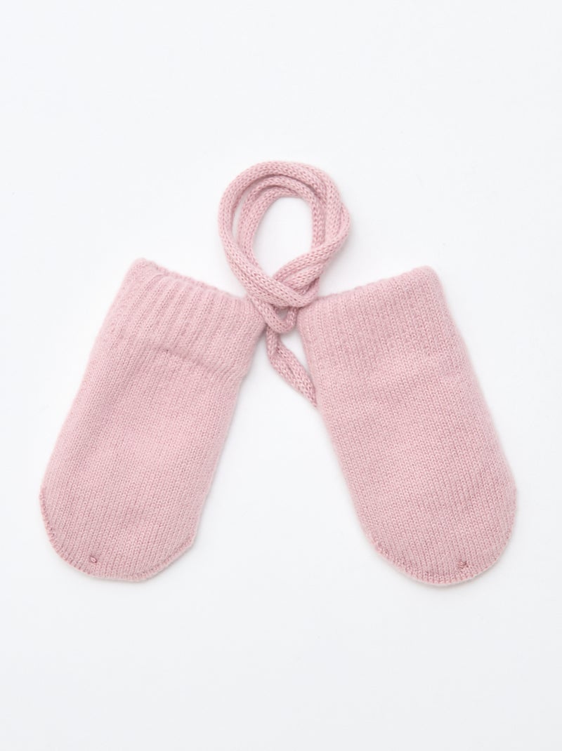 Moufles polaires maillée Rose - Kiabi