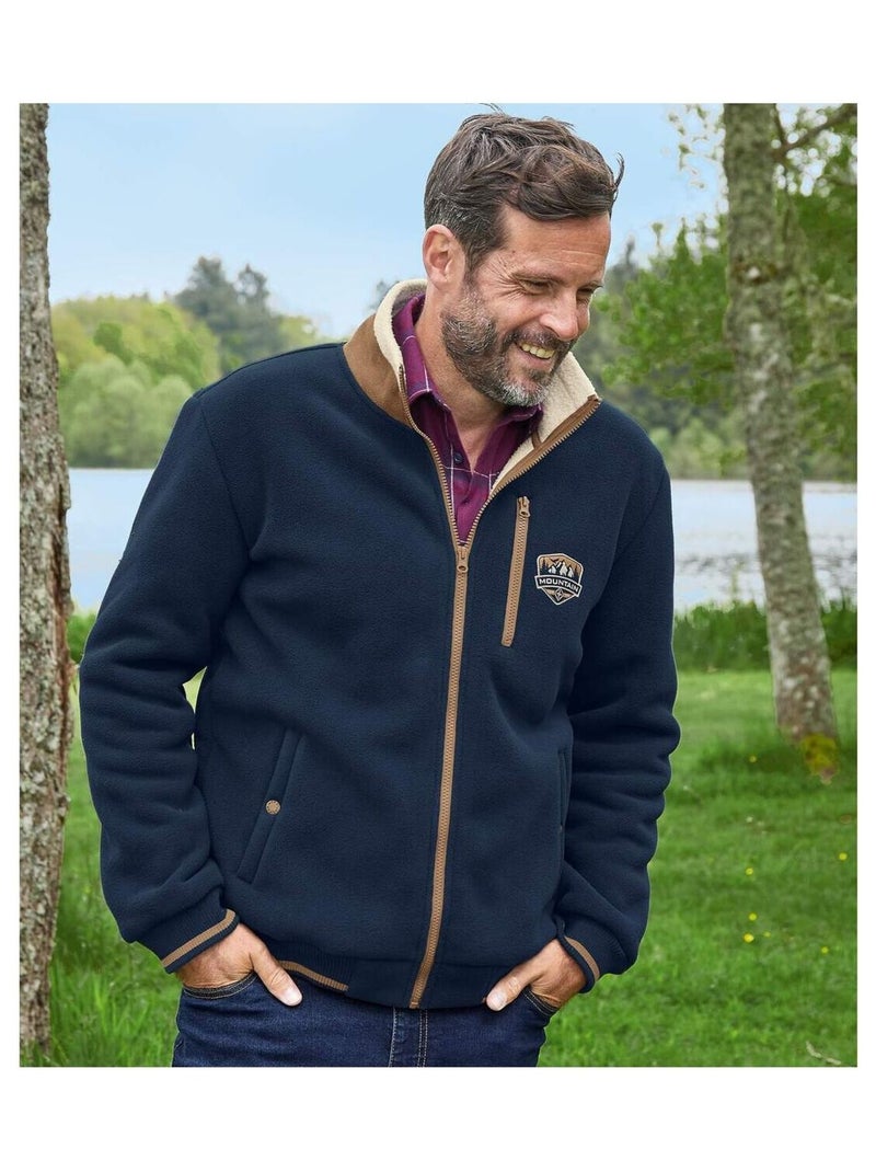 Mountain jack van fleece- en sherpastof - atlas for men Marineblauw - Kiabi