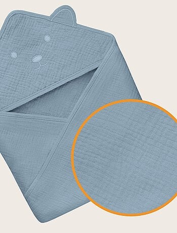 Mousseline badcape met capuchon LIONELO – 100% natuurlijk – 80 x 80 cm – Vanaf de eerste levensdag