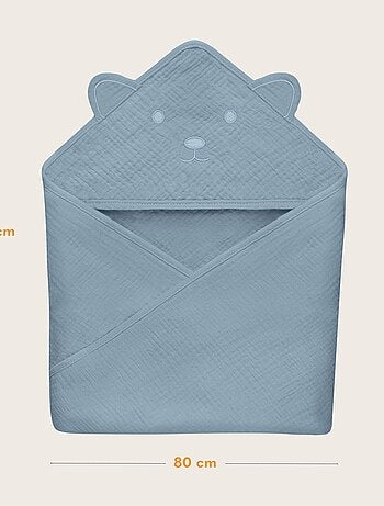 Mousseline badcape met capuchon LIONELO – 100% natuurlijk – 80 x 80 cm – Vanaf de eerste levensdag